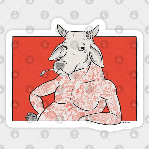 Inked Minotaur Sticker by JenniferSmith